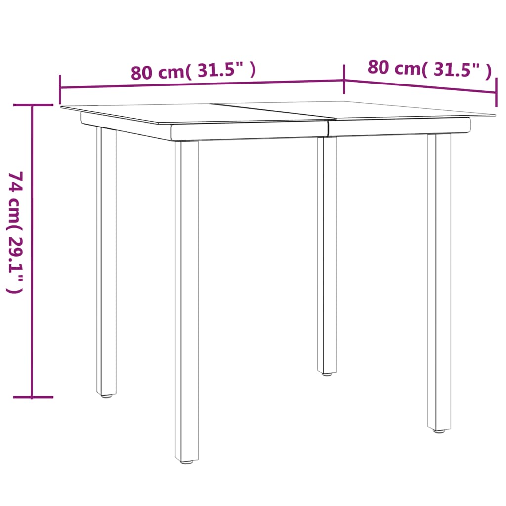 vidaXL spisebordssæt til haven 5 dele polyrattan og stål sort