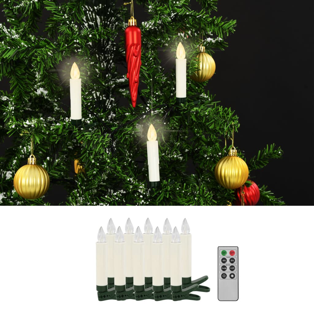 vidaXL trådløse LED-stearinlys med fjernbetjening 10 stk. varm hvid