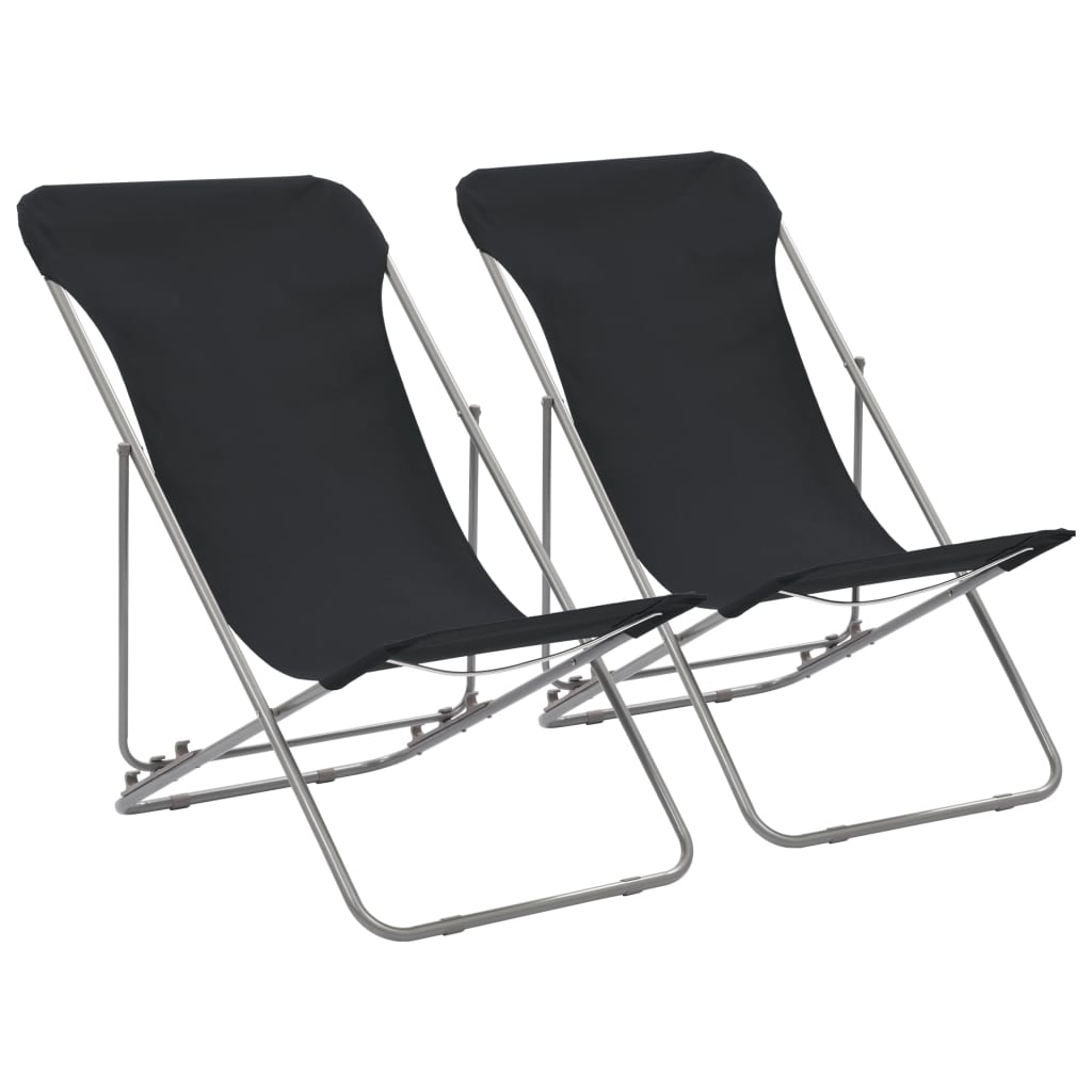 vidaXL foldbare strandstole 2 stk. stål og oxfordstof sort
