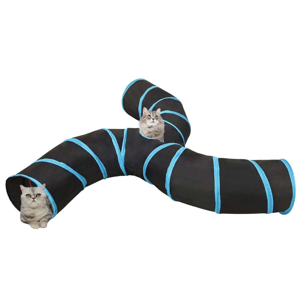 vidaXL 3-vejs kattetunnel 25 cm polyester sort og blå
