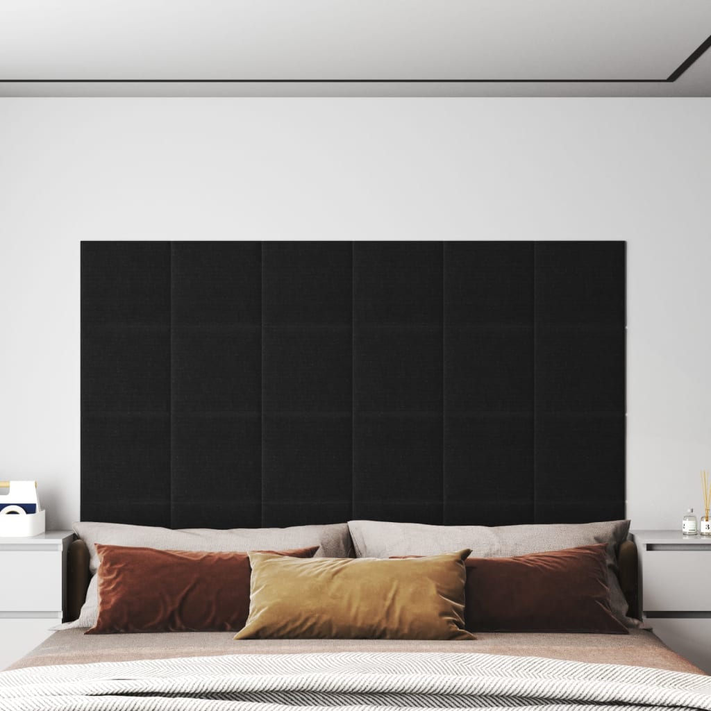 vidaXL vægpaneler 12 stk. 30x30 cm 1,08 m² stof sort