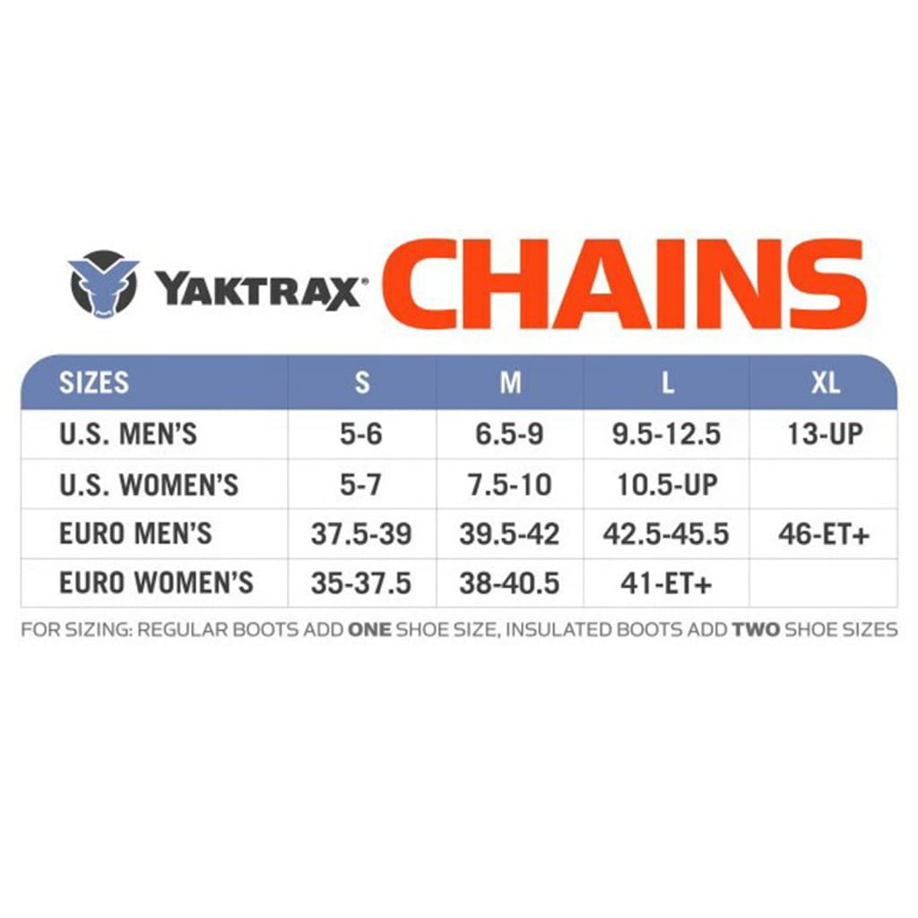 Yaktrax crampons til sko Chains Walk str. XL 46+ sort