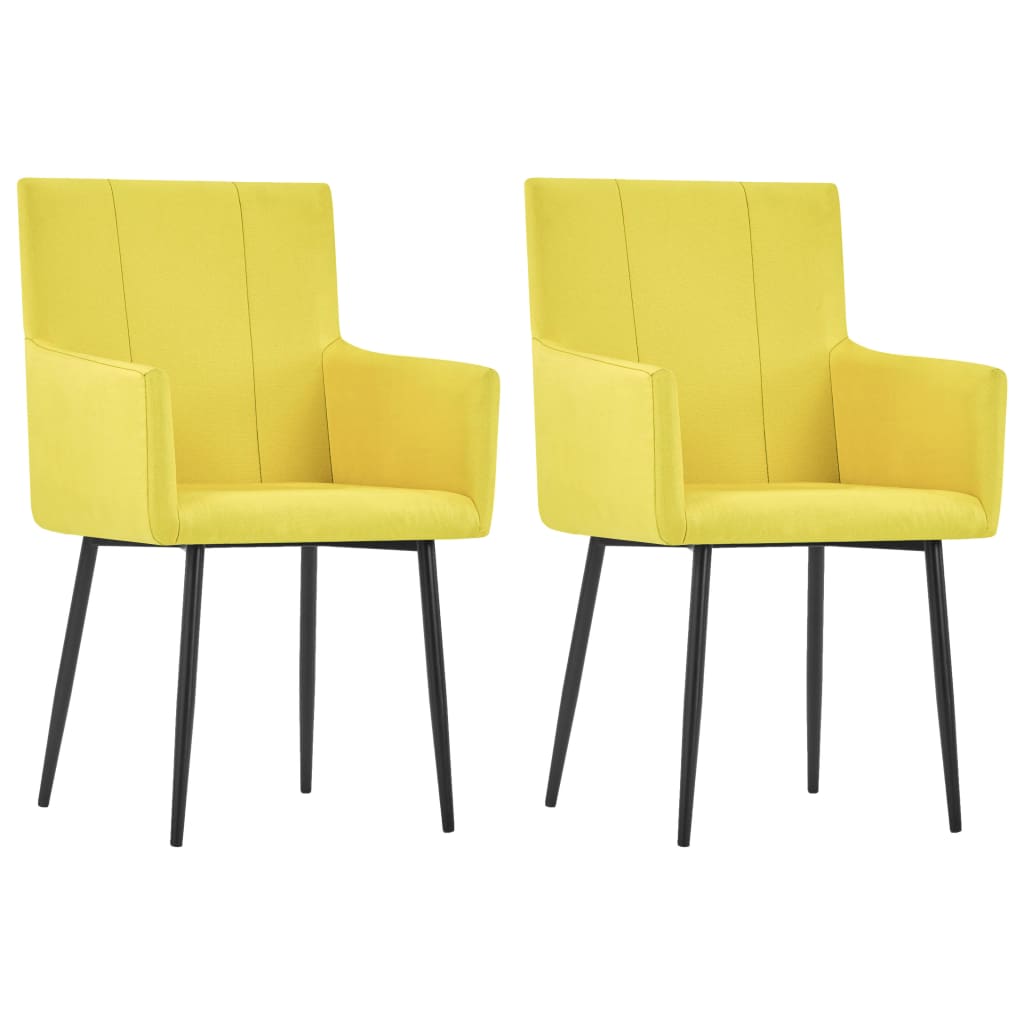 vidaXL spisebordsstole med armlæn 2 stk. stof gul