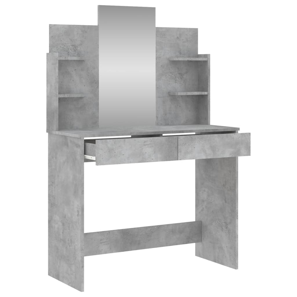 vidaXL makeupbord med spejl 96x39x142 cm betongrå