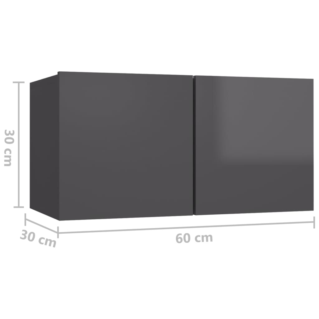 vidaXL væghængte tv-skabe 2 stk. 60x30x30 cm grå højglans