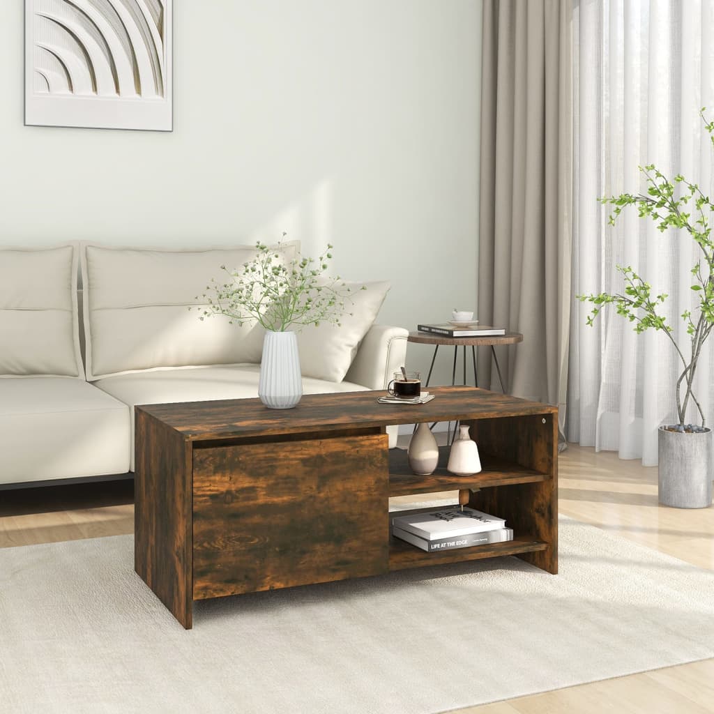 vidaXL sofabord 102x50x45 cm konstrueret træ røget egetræsfarve