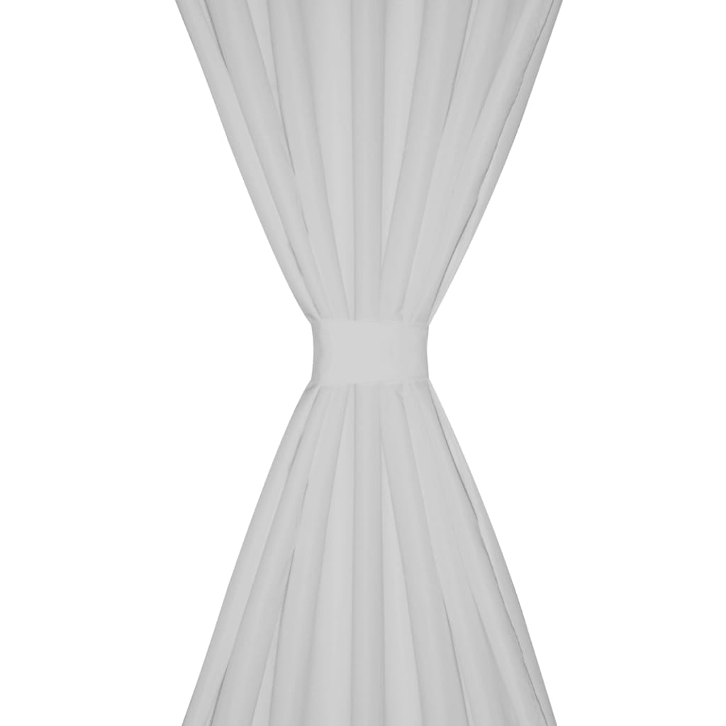 Gardiner i mikro-satin med løkker 2 stk. 140 x 245 cm hvid