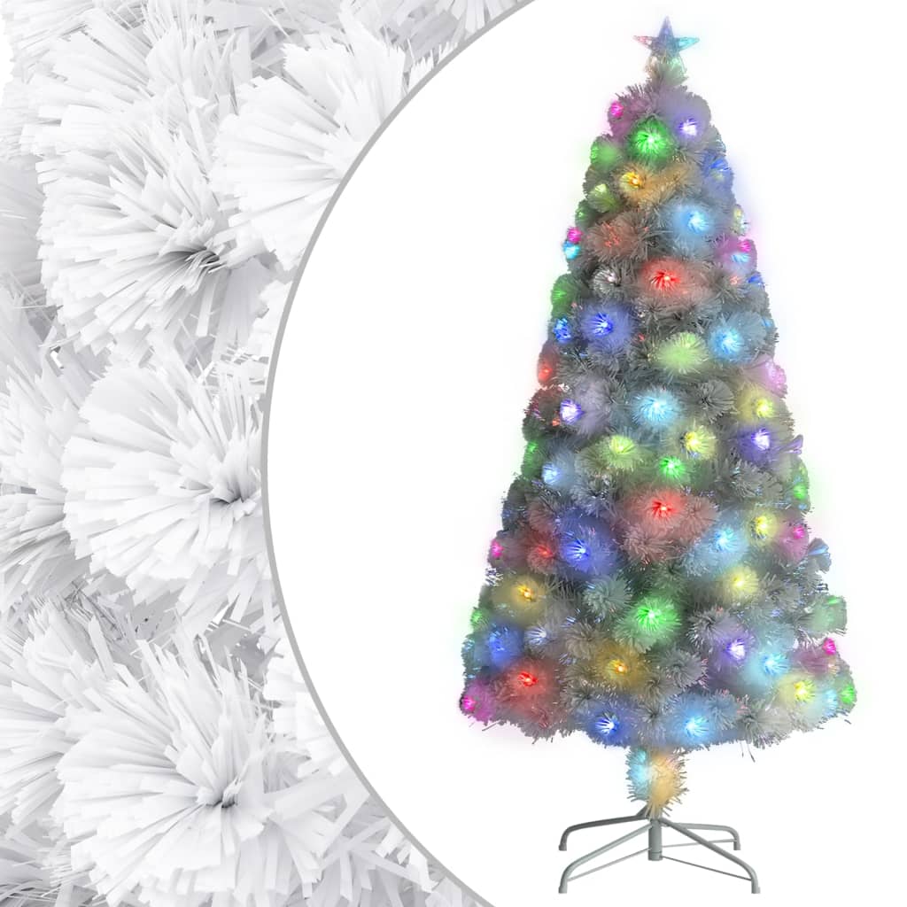 vidaXL kunstigt juletræ med lys 120 cm fiberoptisk hvid