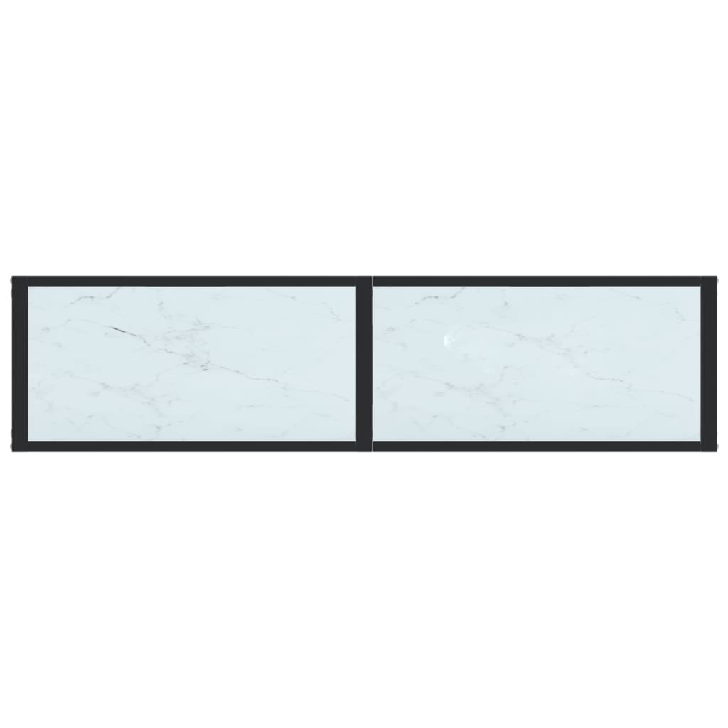 vidaXL konsolbord 140x35x75,5 cm hærdet glas hvid marmor