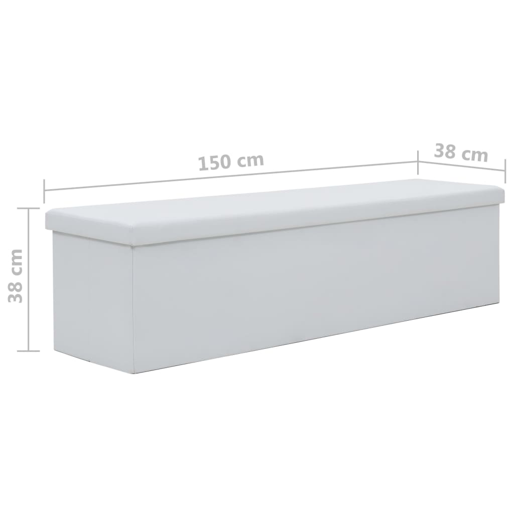 vidaXL foldbar opbevaringsbænk kunstlæder 150 x 38 x 38 cm hvid
