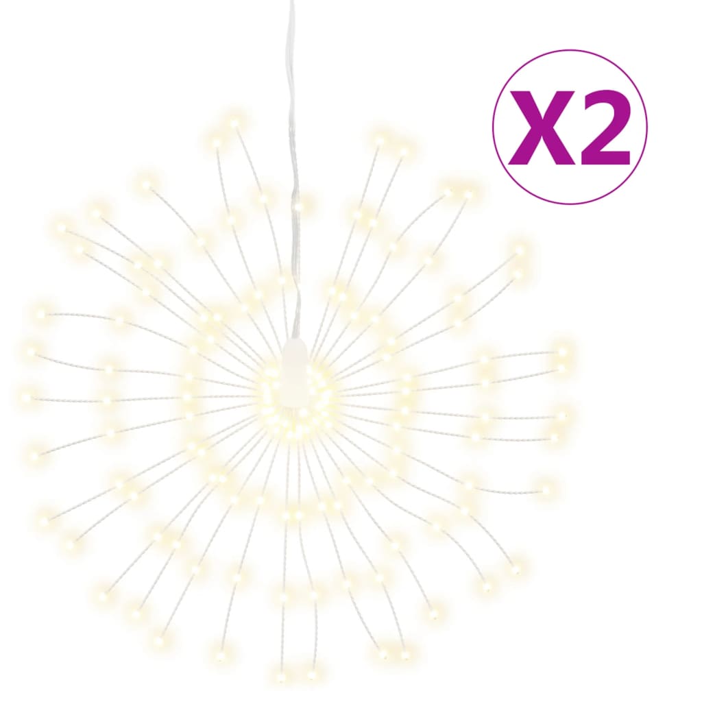 vidaXL lysende starburst-dekoration 2 stk. 140 LED'er 17 cm varm hvid