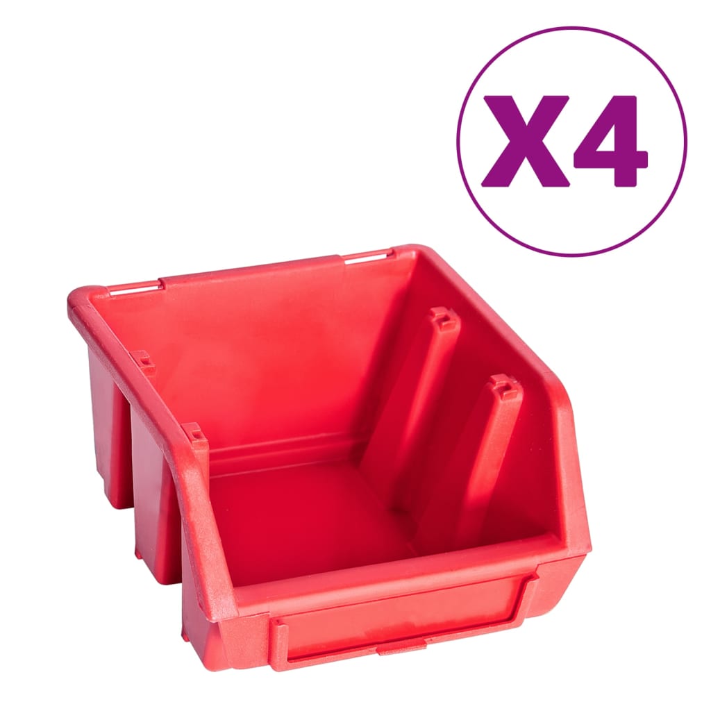 vidaXL opbevaringssæt med vægpaneler 8 dele rød og sort