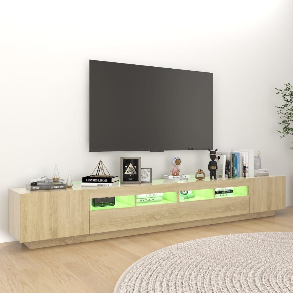 vidaXL tv-skab med LED-lys 260x35x40 cm sonoma-eg
