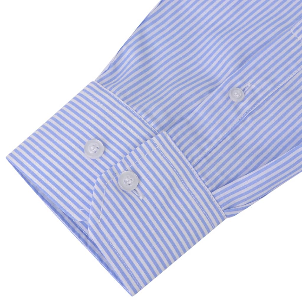 vidaXL businessherreskjorte stribet hvid og lyseblå str. S