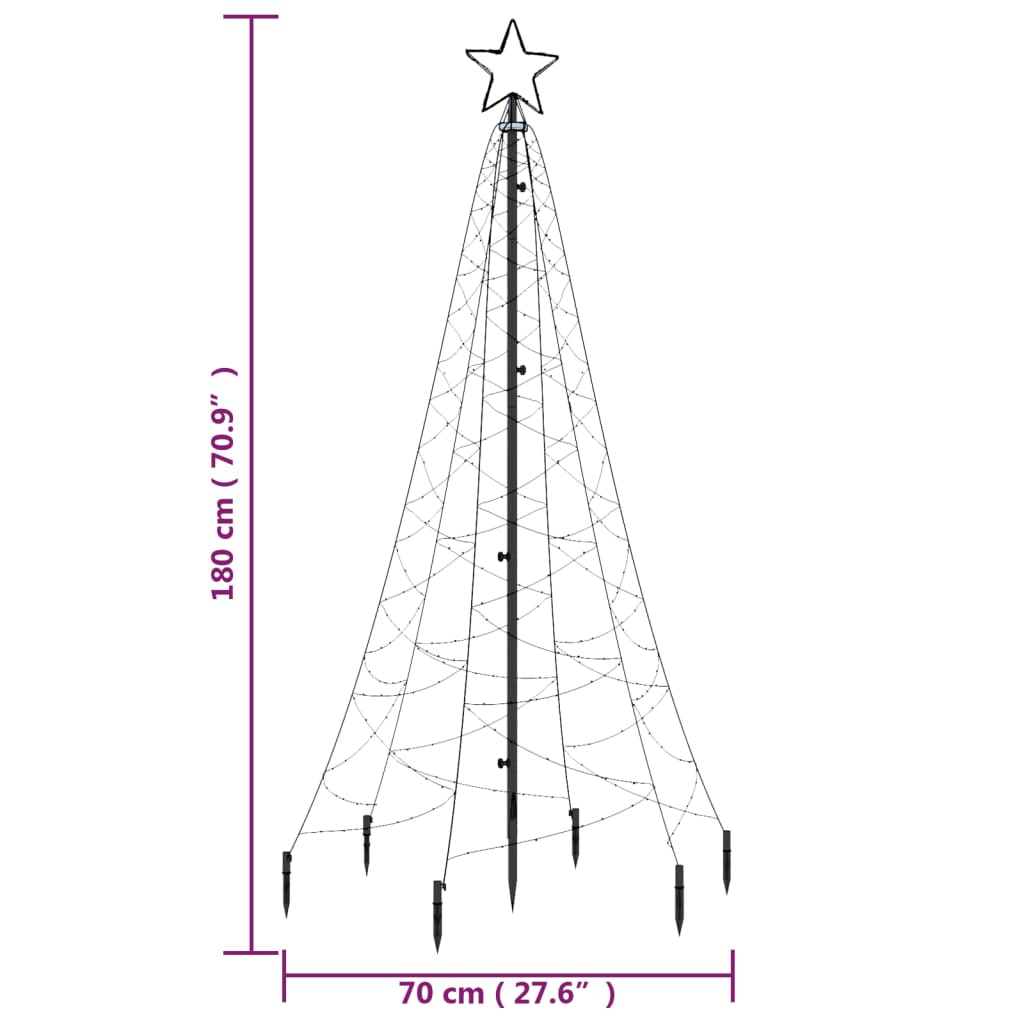 vidaXL juletræ med spyd 200 LED'er 180 cm blå
