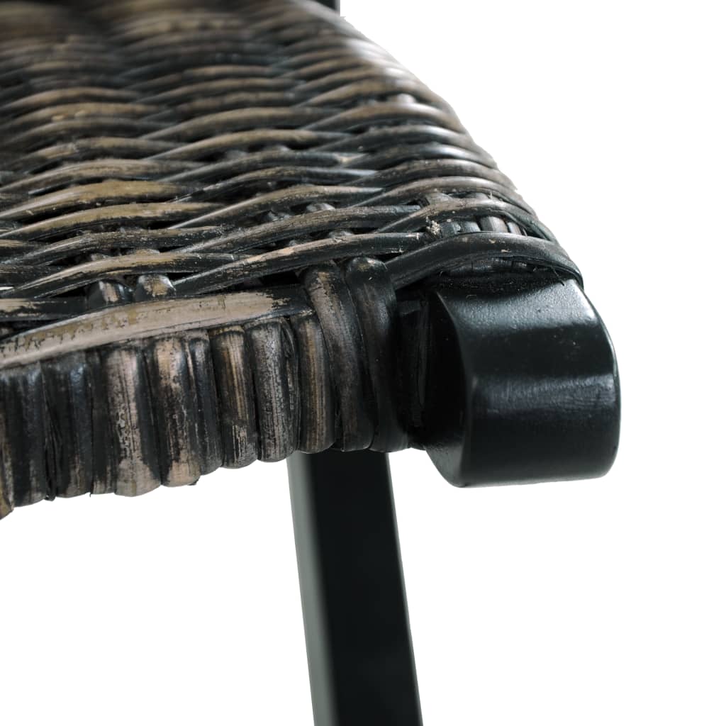vidaXL afslapningsstol naturlig kubu-rattan massivt mahognitræ sort