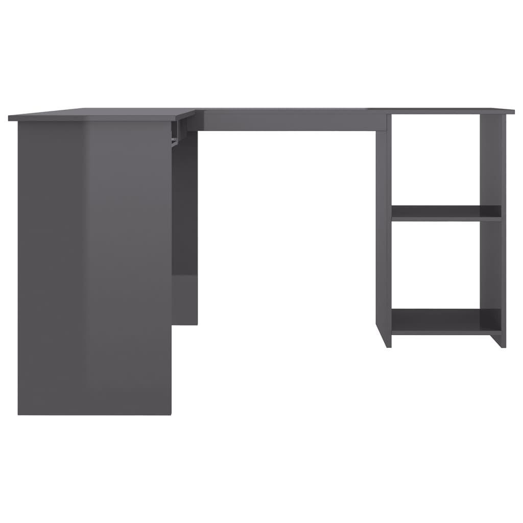 vidaXL L-formet skrivebord 120x140x75 cm konstrueret træ grå højglans