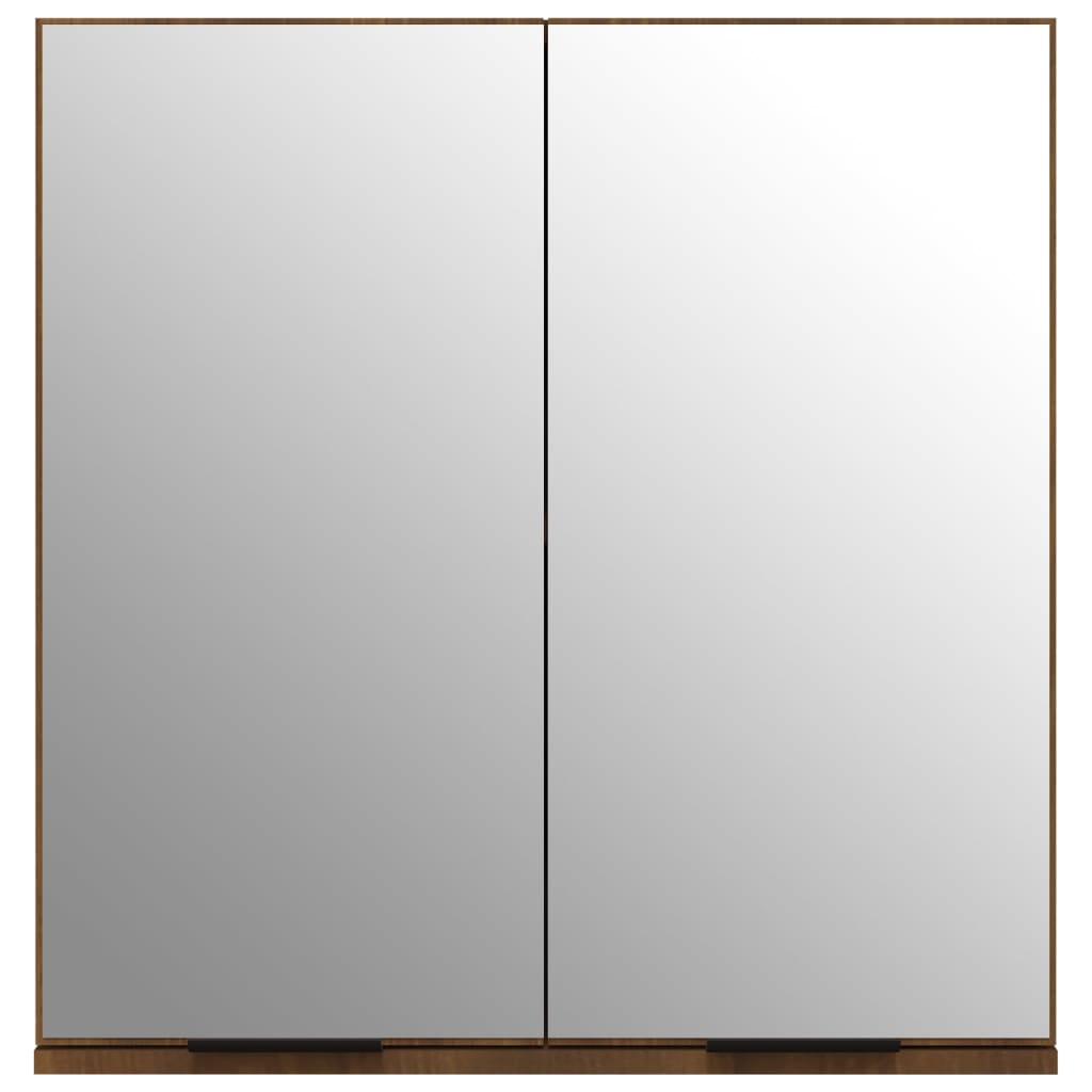 vidaXL badeværelsesskab med spejl 64x20x67 cm brun egetræsfarve