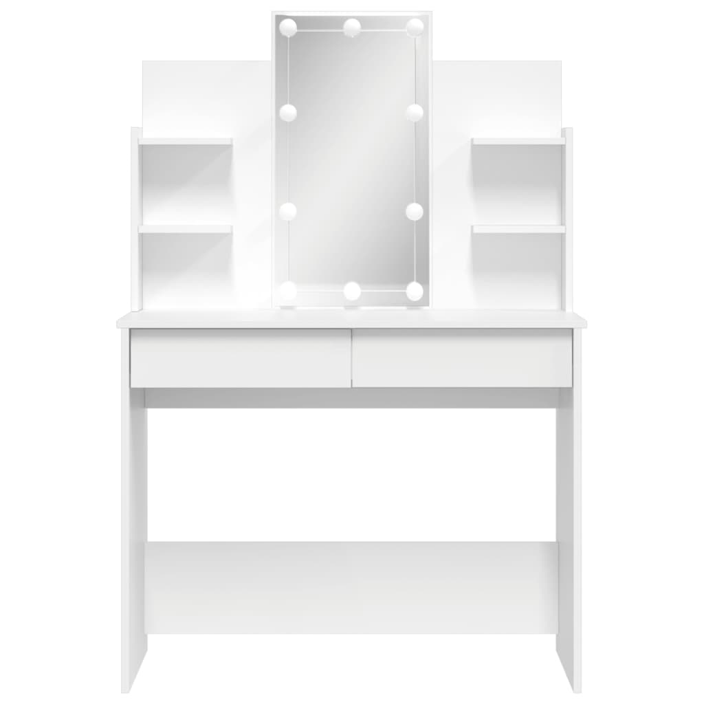 vidaXL makeupbord med LED-lys 96x40x142 cm hvid