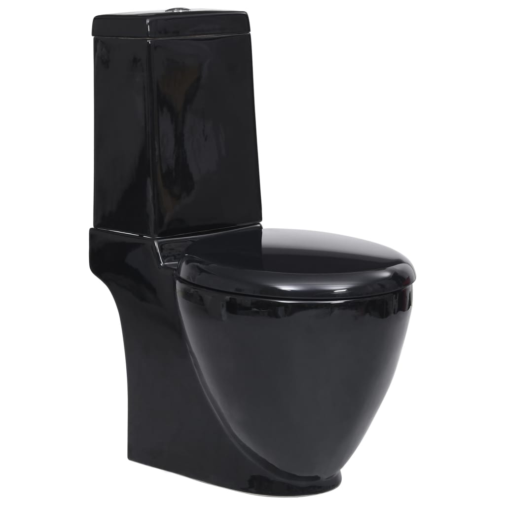 vidaXL keramisk toilet med rund bund afløb i bunden sort