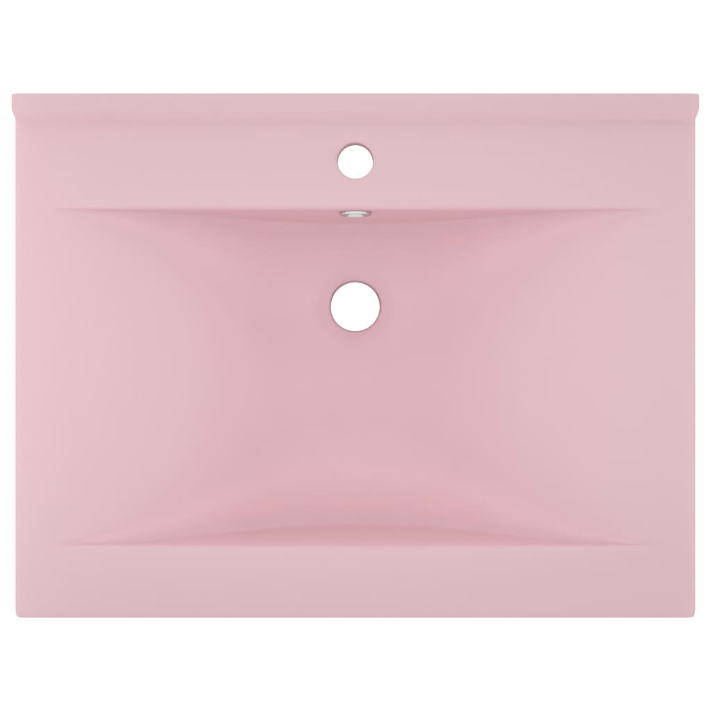 vidaXL luksuriøs håndvask med vandhanehul 60x46 cm keramisk mat pink