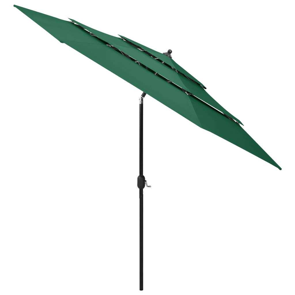 vidaXL parasol med aluminiumsstang i 3 niveauer 3 m grøn