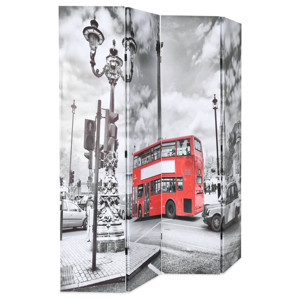 vidaXL foldbar rumdeler 160 x 170 cm London bus sort og hvid