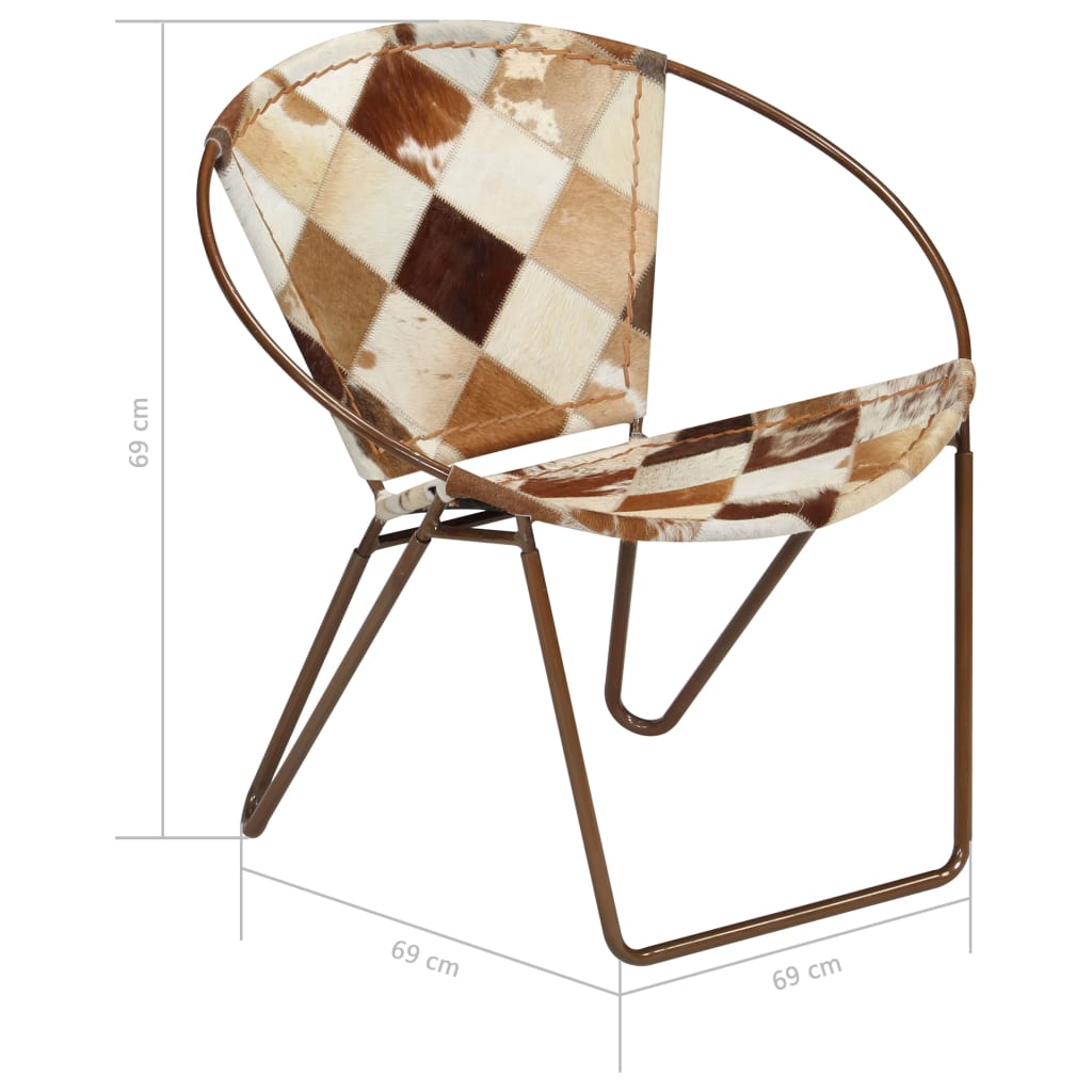 vidaXL stol med diamantmønster ægte læder brun