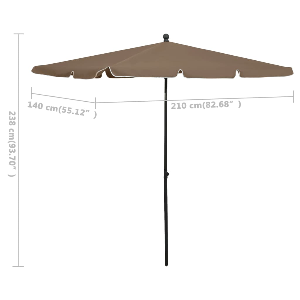 vidaXL parasol med stang 210x140 cm gråbrun