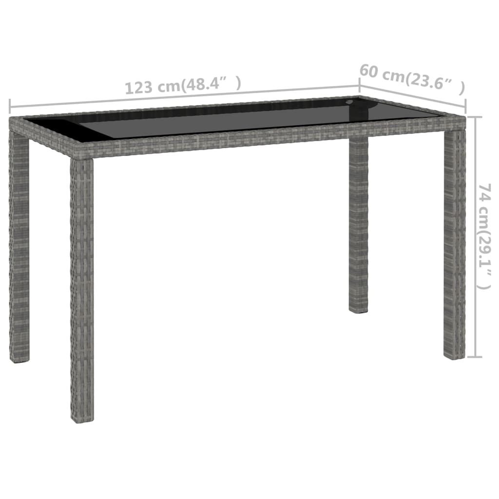 vidaXL udendørs spisebordssæt 6 dele med hynder polyrattan grå