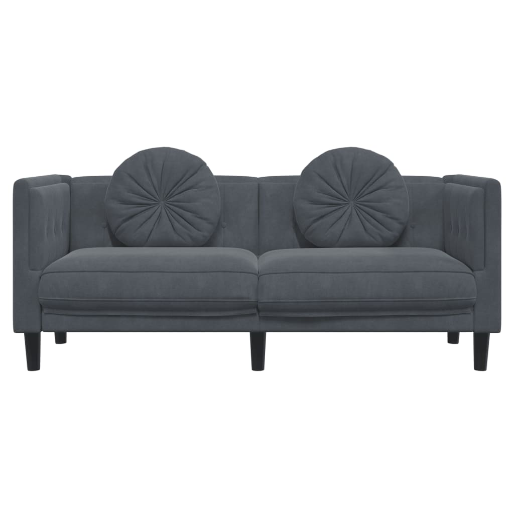 vidaXL 2-personers sofa med hynder velour mørkegrå