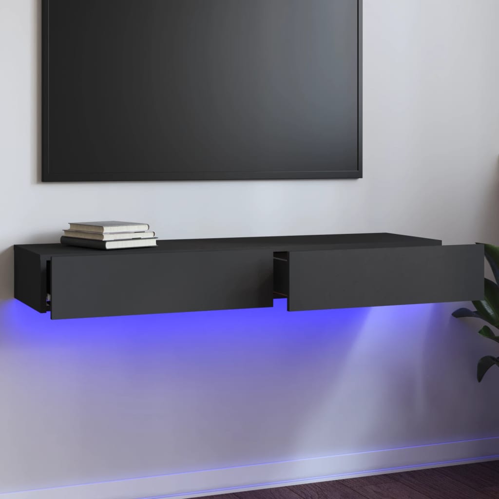 vidaXL tv-skab med LED-lys 120x35x15,5 cm grå