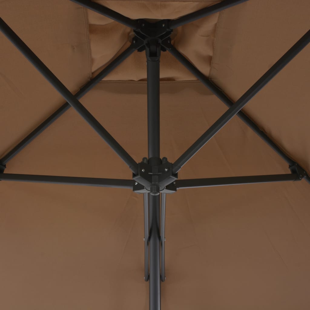 vidaXL udendørs parasol med stålstang 250 x 250 cm gråbrun
