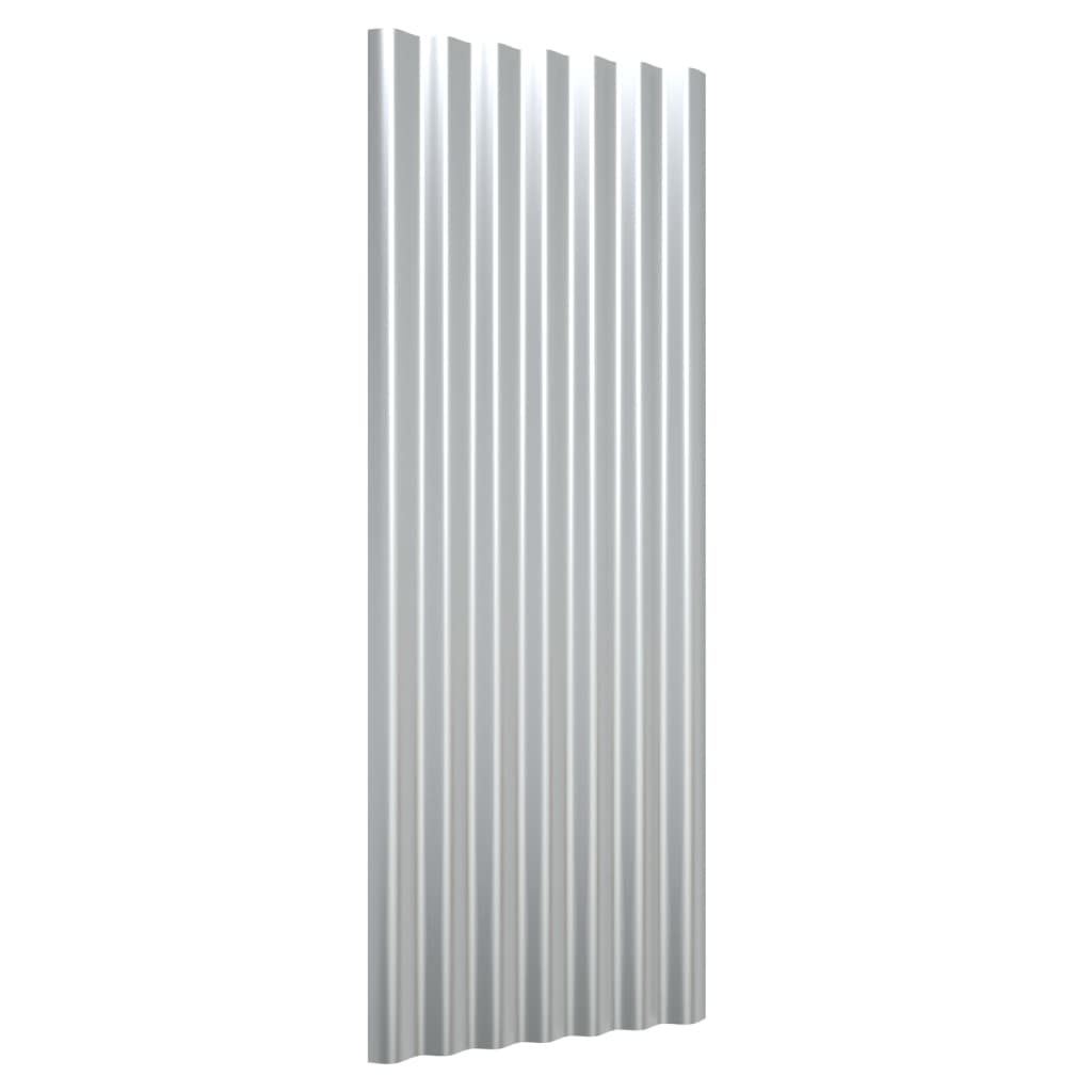 vidaXL tagplader 12 stk. 100x36 cm pulverlakeret stål sølvfarvet