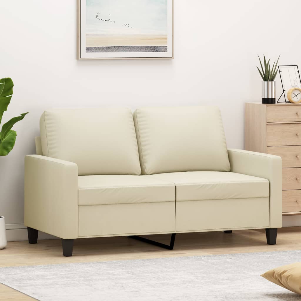 vidaXL 2-personers sofa 120 cm kunstlæder cremefarvet