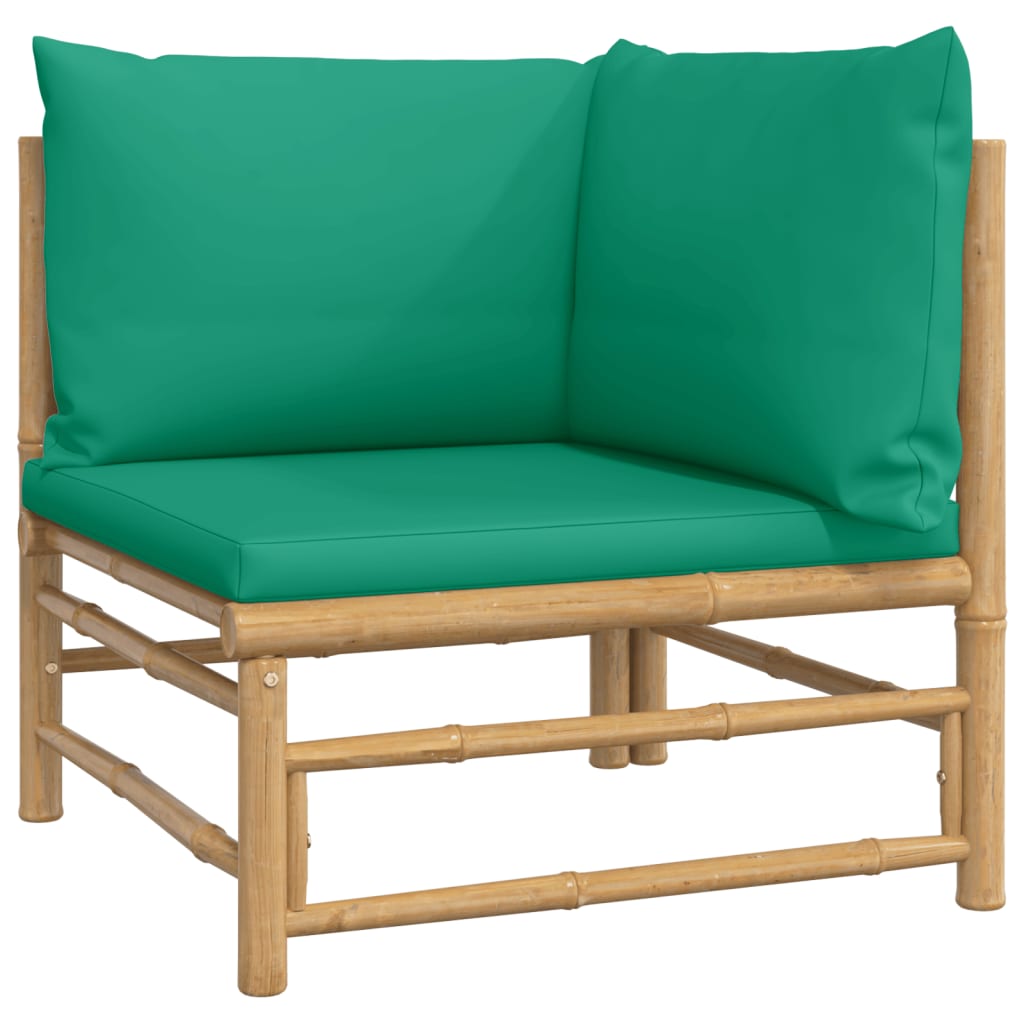vidaXL loungesæt til haven 7 dele med grønne hynder bambus