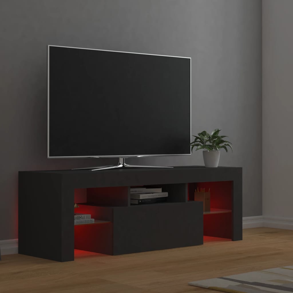 vidaXL tv-skab med LED-lamper 120x35x40 cm grå