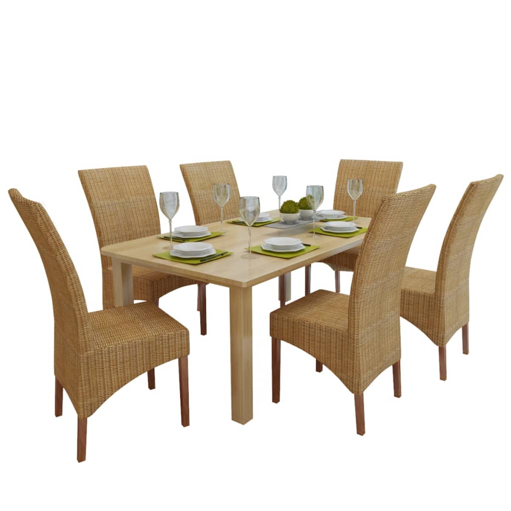 vidaXL spisebordsstole 6 stk. naturlig rattan brun