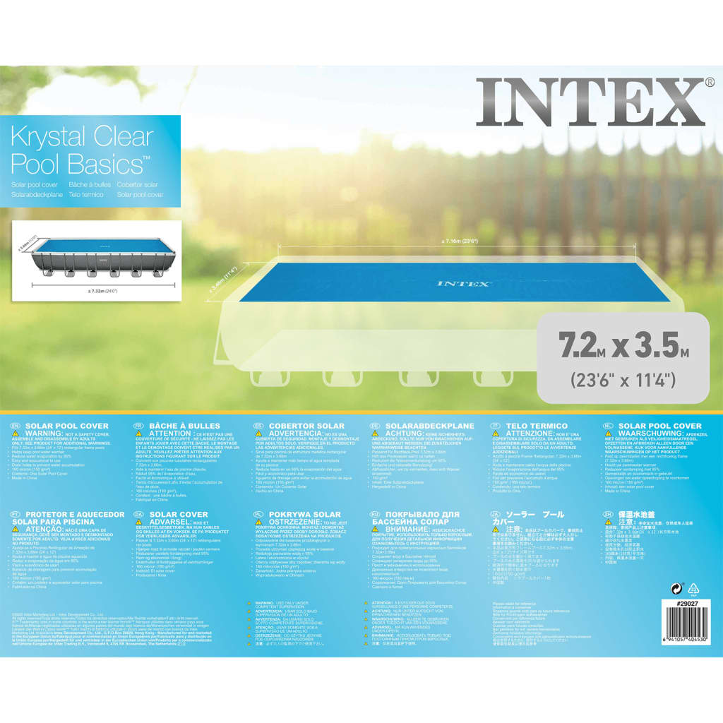 Intex solopvarmet poolovertræk rektangulær 732 x 366 cm