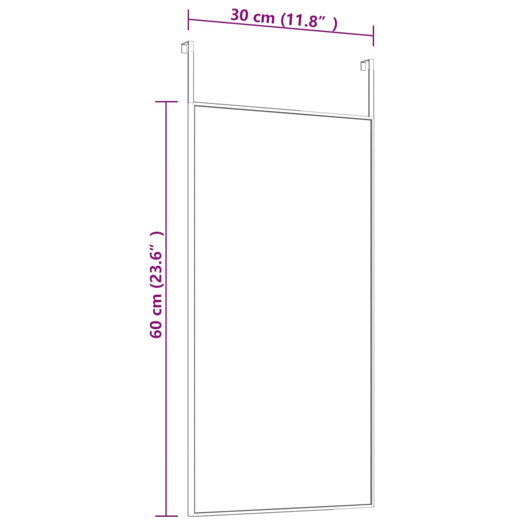 vidaXL dørspejl 30x60 cm glas og aluminium sort