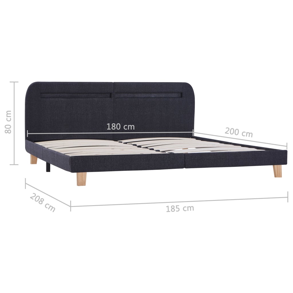 vidaXL sengestel med LED 180 x 200 cm stof mørkegrå
