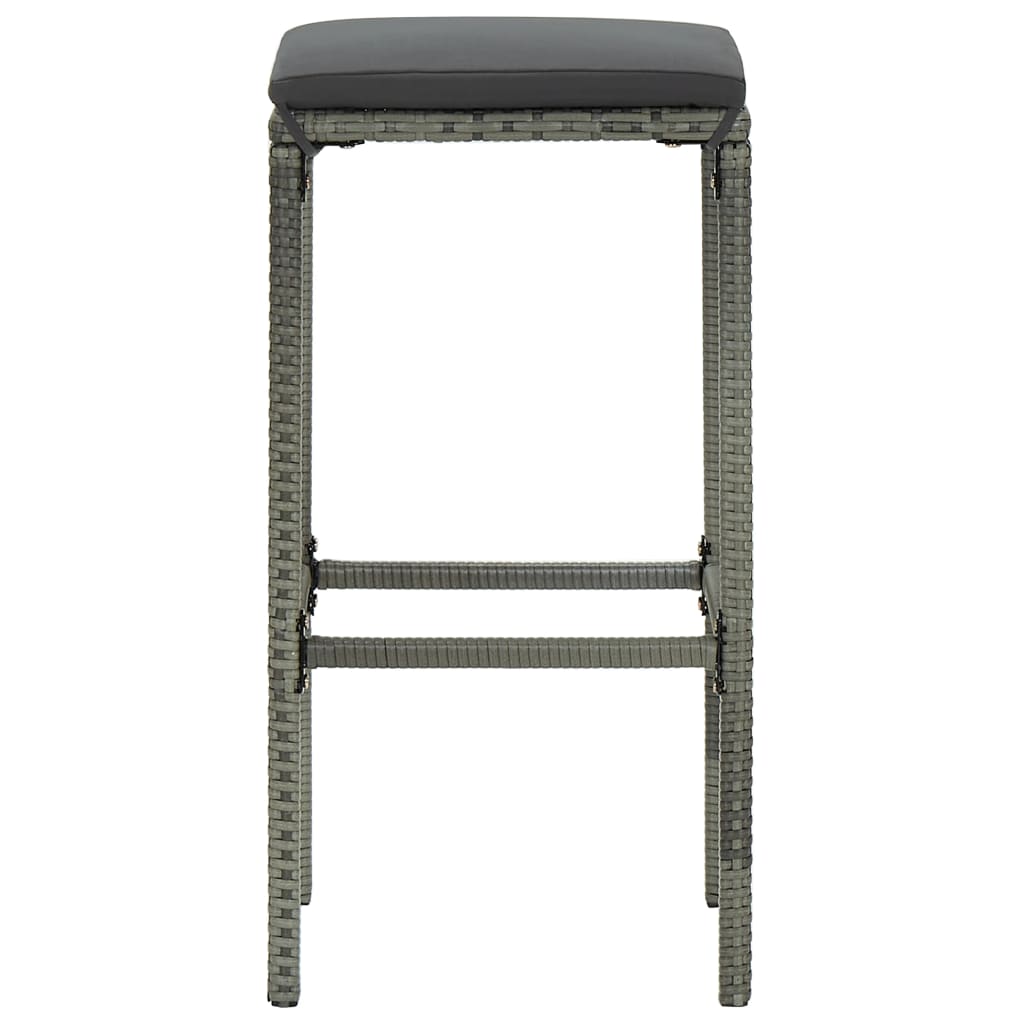 vidaXL barstole med hynder 2 stk. polyrattan grå