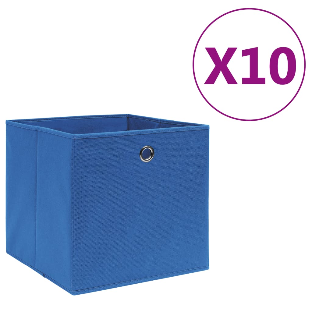 vidaXL opbevaringskasser 10 stk. ikke-vævet stof 28x28x28 cm blå