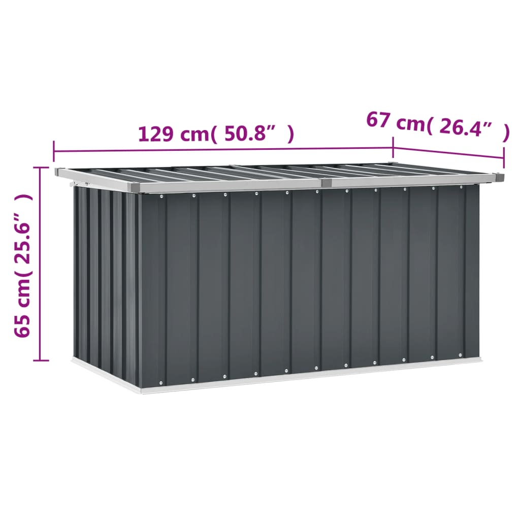 vidaXL opbevaringskasse til haven 129x67x65 cm grå