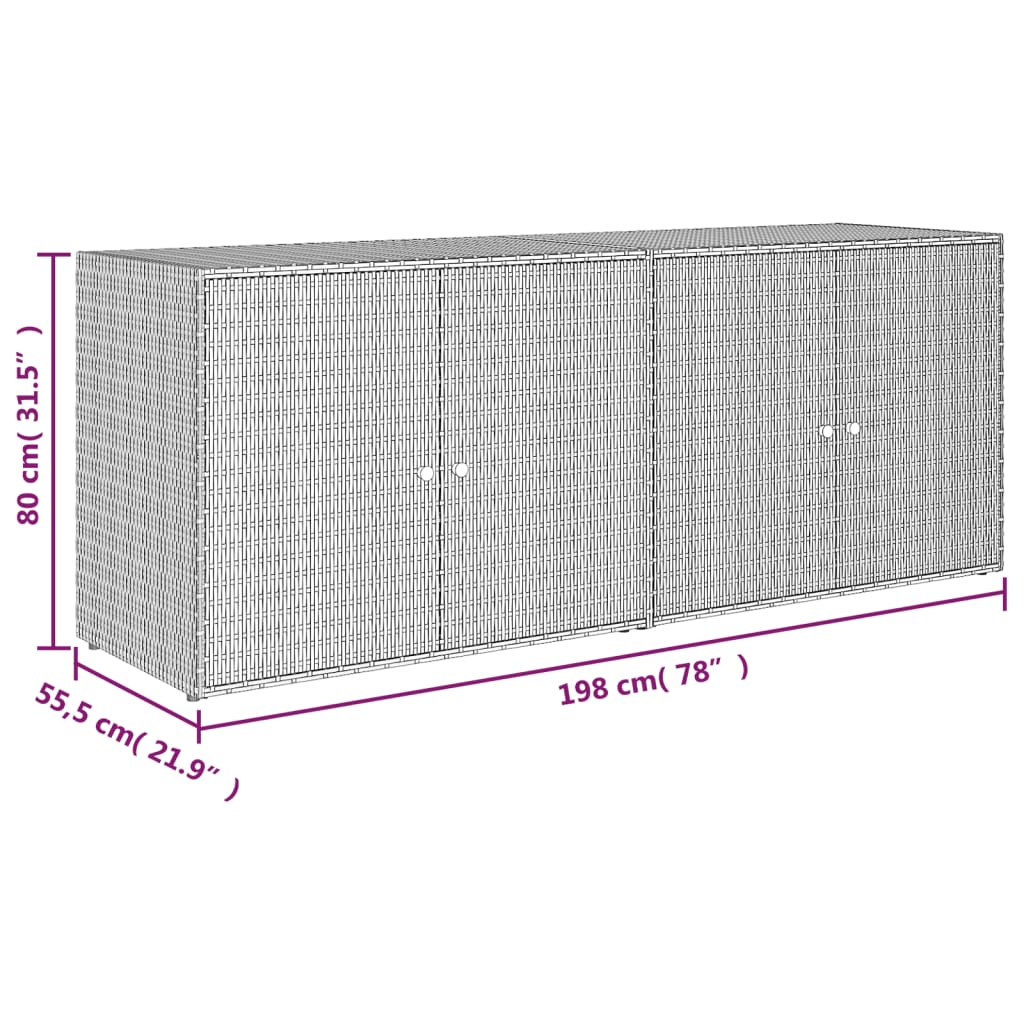 vidaXL opbevaringsskab til haven 198x55,5x80 cm polyrattan sort