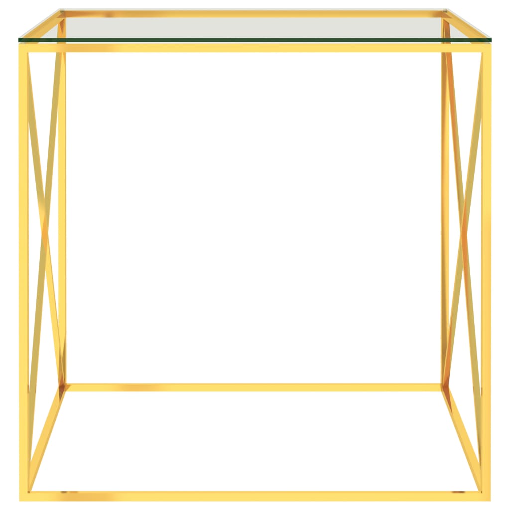 vidaXL sofabord 55x55x55 cm rustfrit stål og glas guldfarvet
