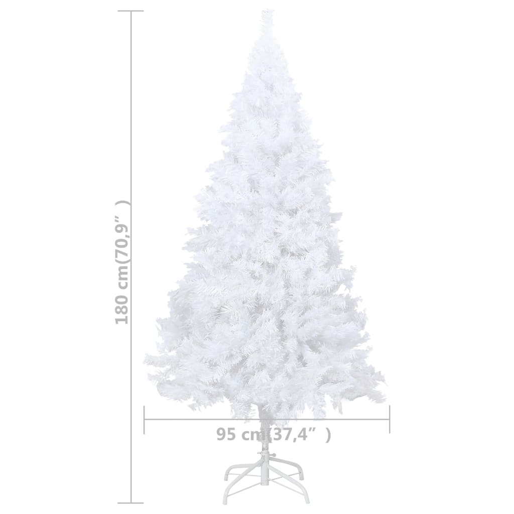 vidaXL kunstigt juletræ med lys og kuglesæt 180 cm PVC hvid