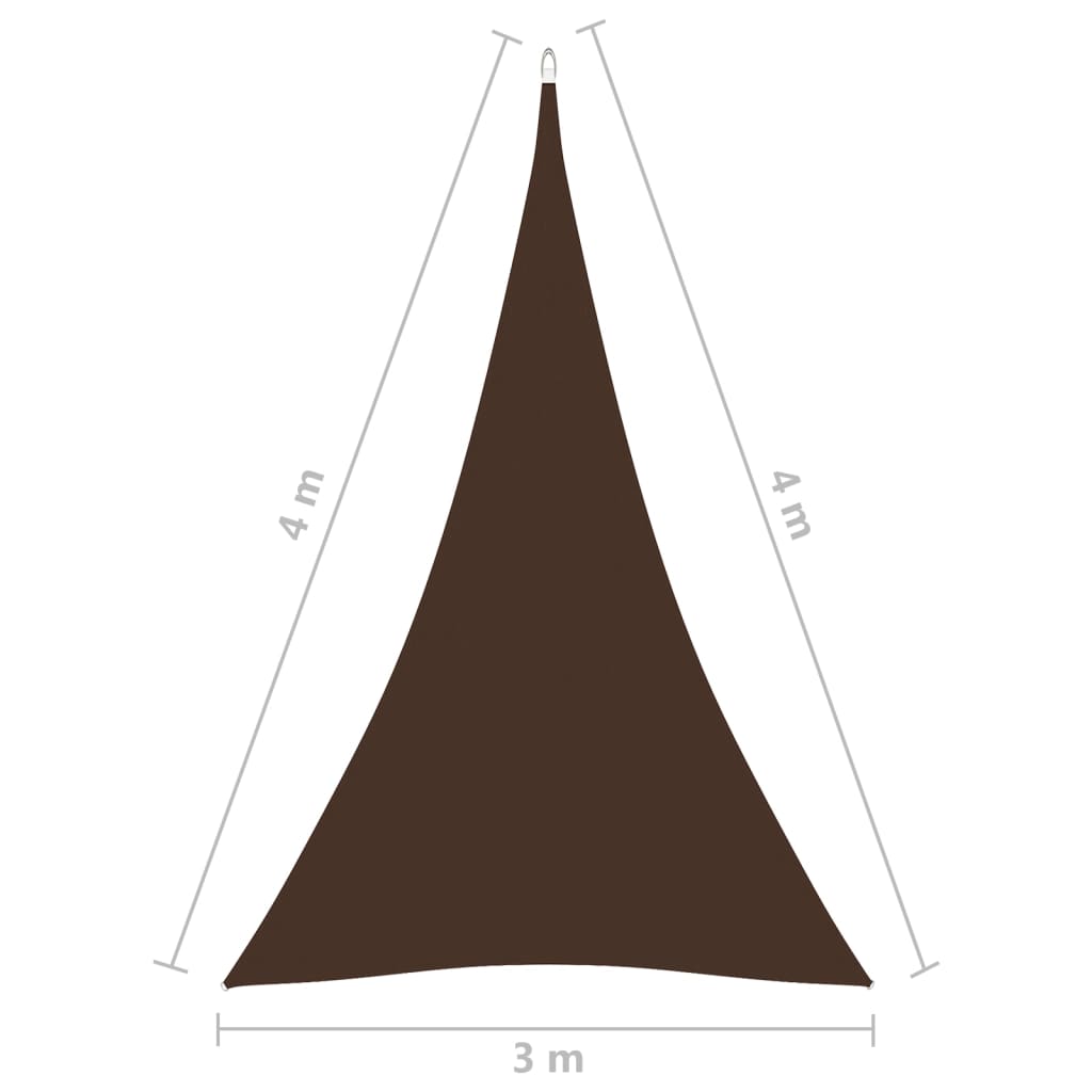 vidaXL solsejl 3x4x4 m trekantet oxfordstof brun
