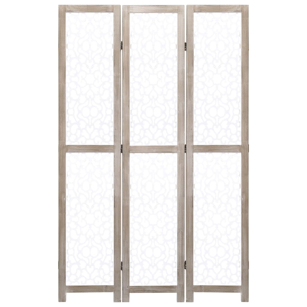 vidaXL 3-panels rumdeler 105 x 165 cm massivt træ hvid