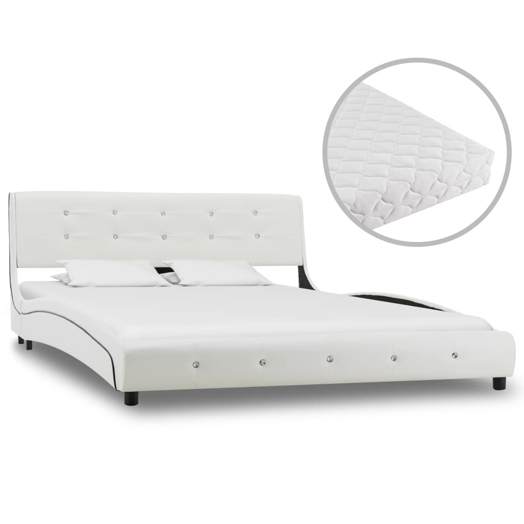 vidaXL seng med madras 140 x 200 cm kunstlæder hvid